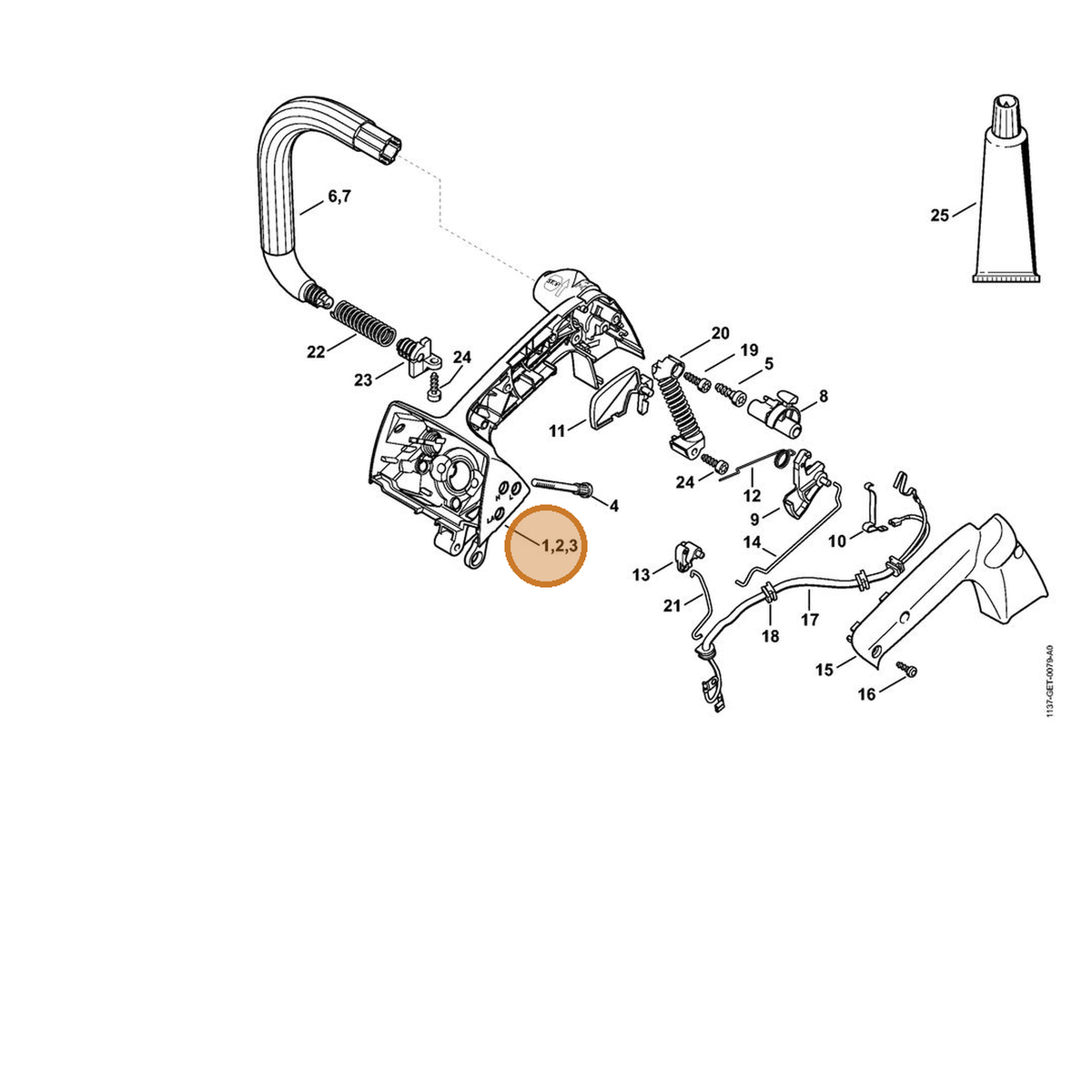 STIHL part 1137-790-1007 — IPL diagram snippet (6x zoom, amber highlight)