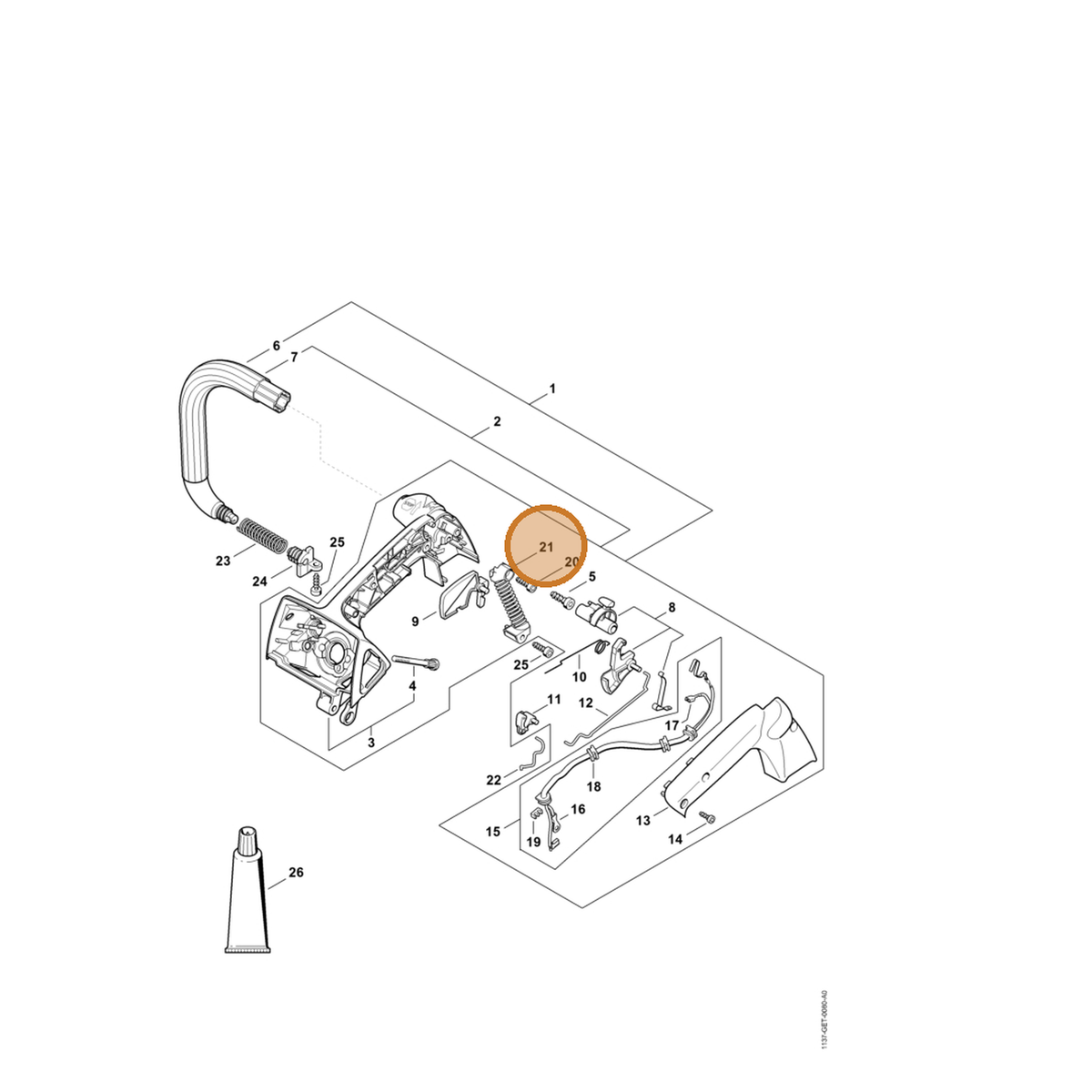 STIHL part 1137-790-8300 — IPL diagram snippet (6x zoom, amber highlight)