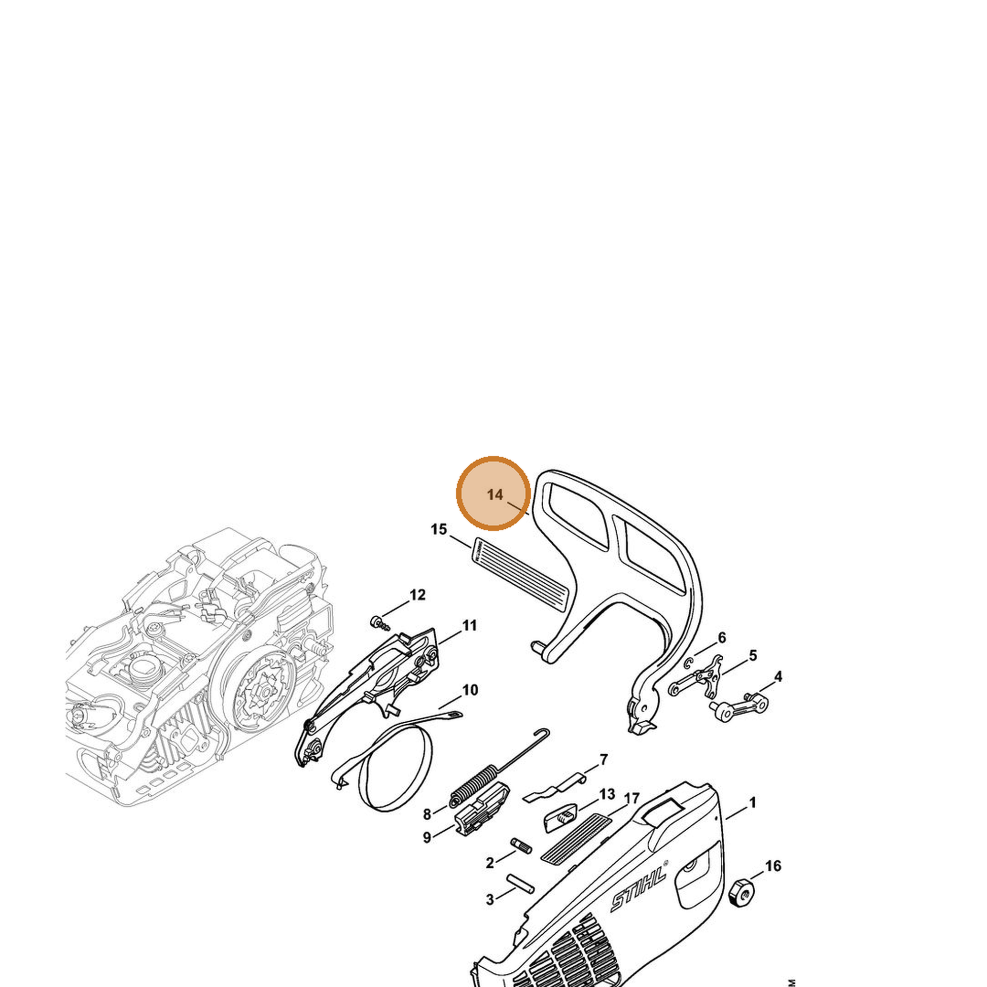 STIHL part 1137-792-9100 — IPL diagram snippet (6x zoom, amber highlight)
