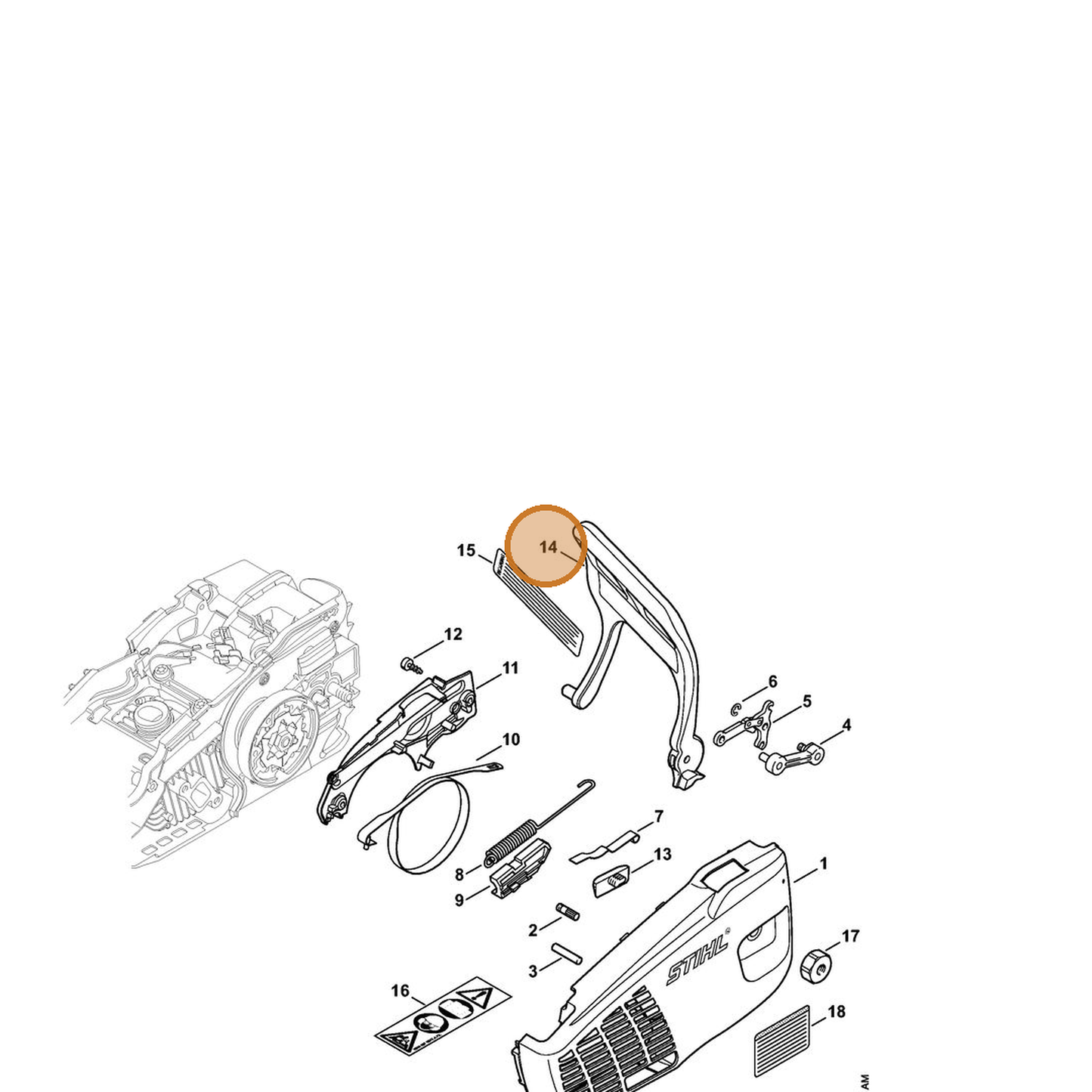STIHL part 1137-792-9102 — IPL diagram snippet (6x zoom, amber highlight)