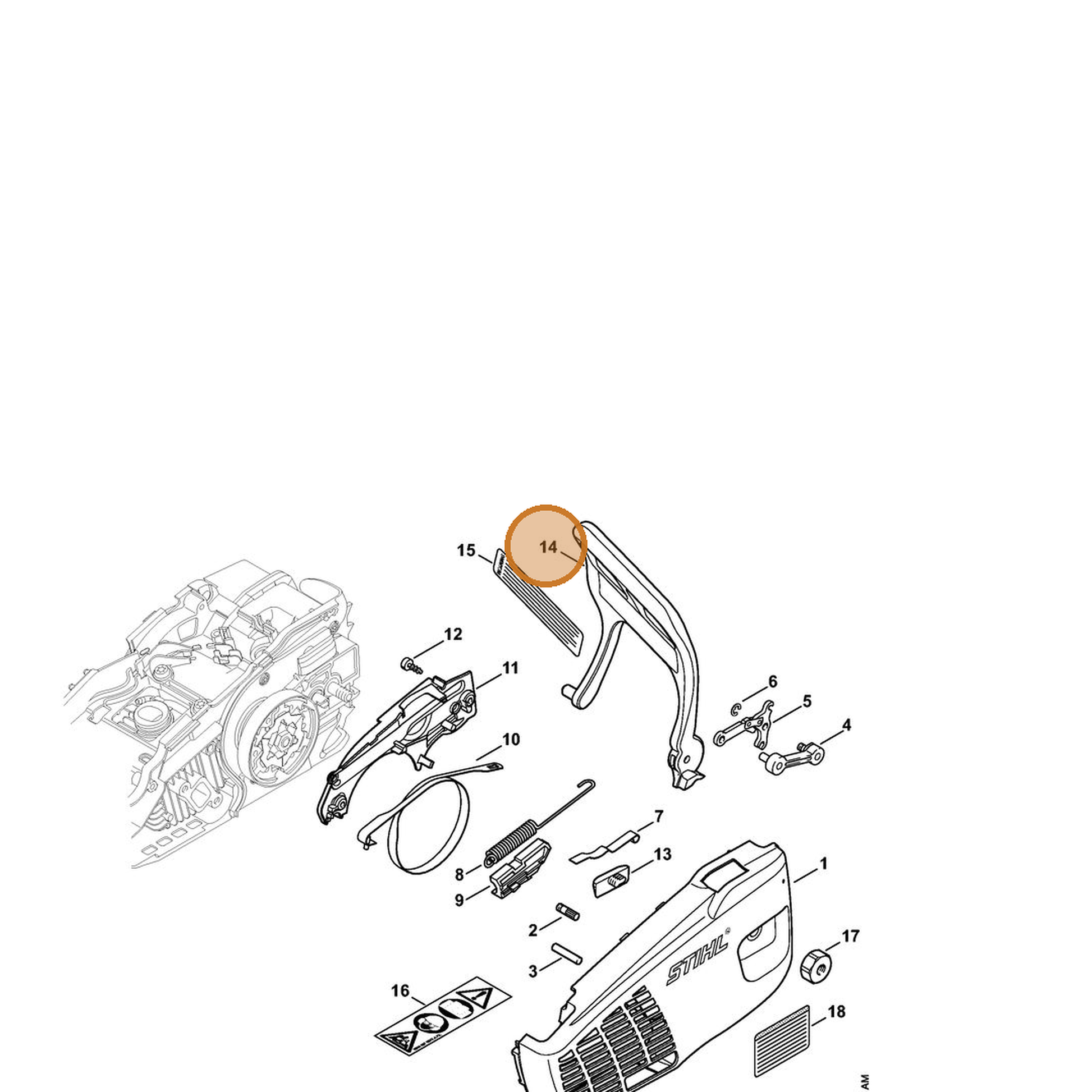 STIHL part 1137-792-9102 — IPL diagram snippet (6x zoom, amber highlight)