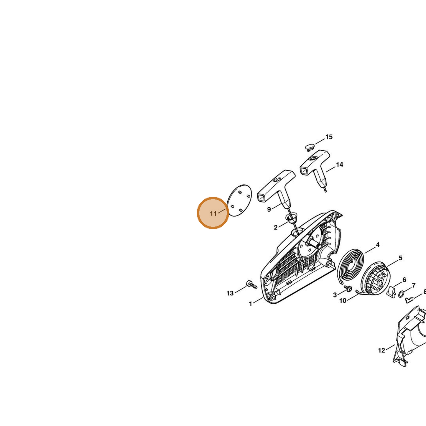 STIHL part 1137-967-1500 — IPL diagram snippet (6x zoom, amber highlight)