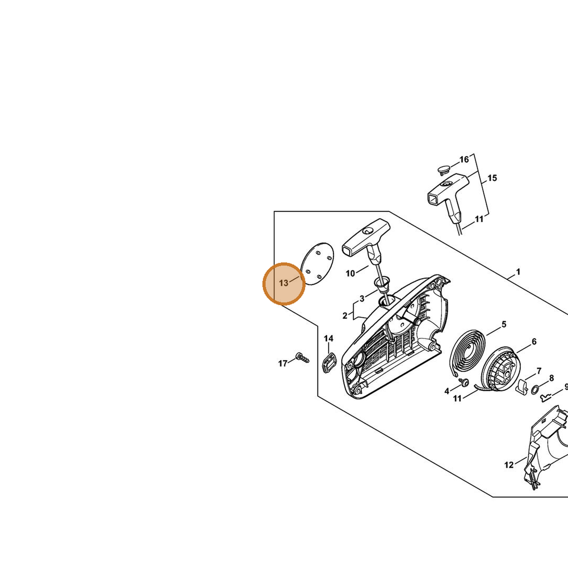 STIHL part 1137-967-1507 — IPL diagram snippet (6x zoom, amber highlight)