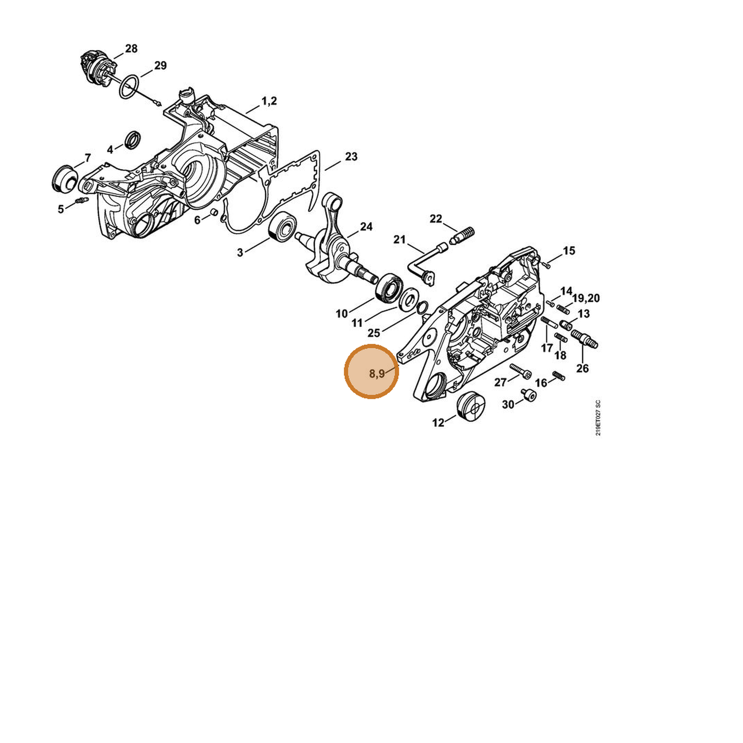 STIHL part 1138-020-2903 — IPL diagram snippet (6x zoom, amber highlight)