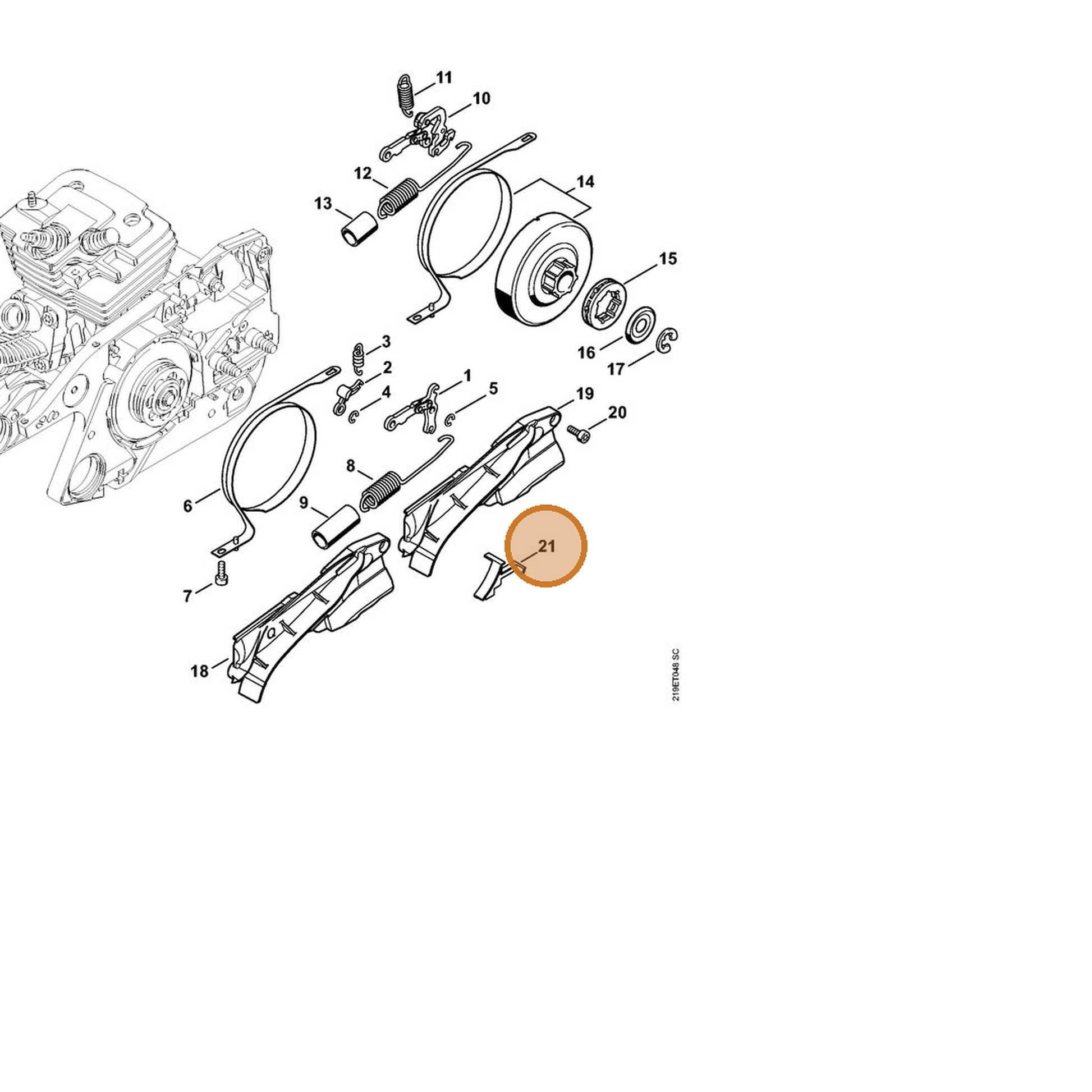 STIHL part 1138-021-1101 — IPL diagram snippet (6x zoom, amber highlight)