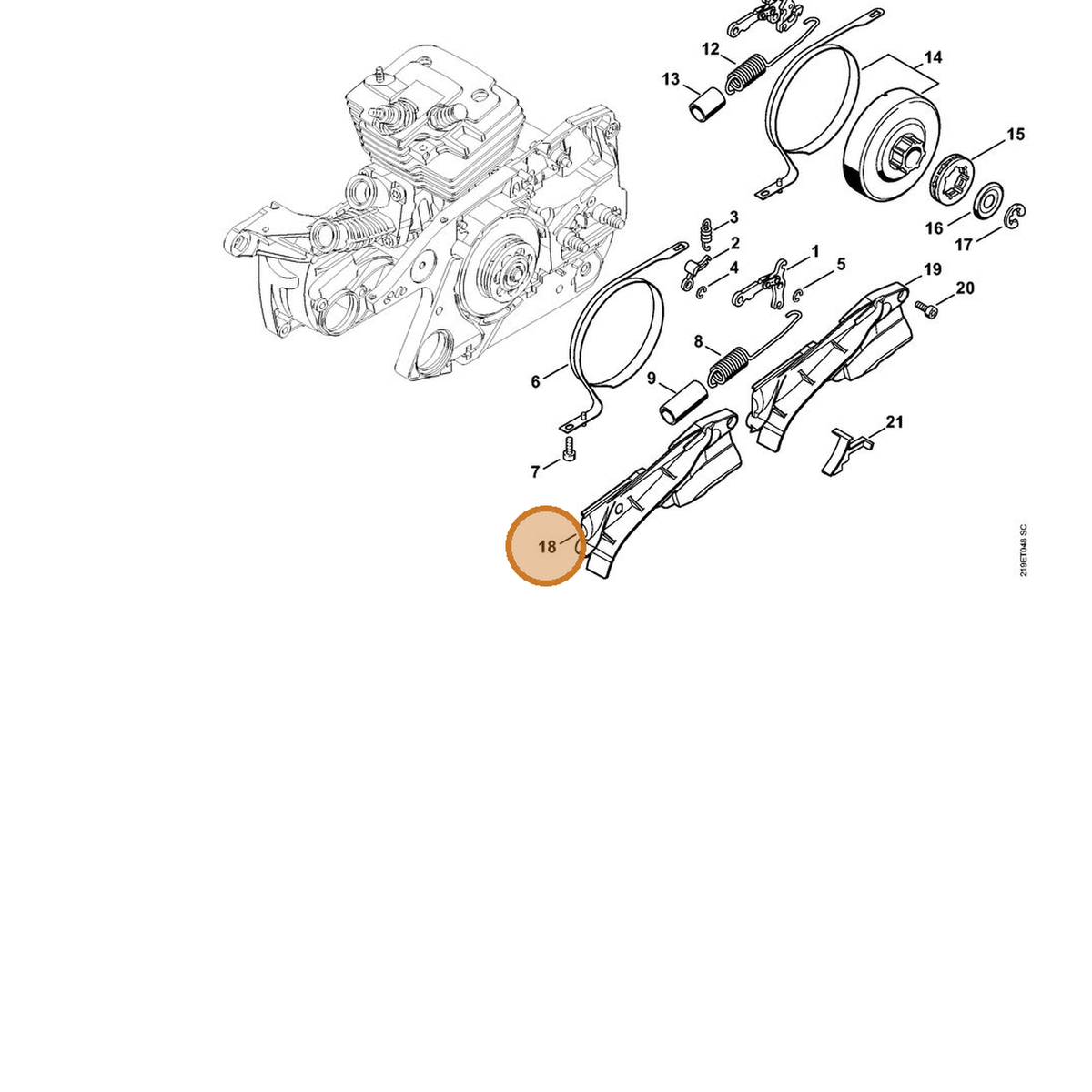 STIHL part 1138-021-1105 — IPL diagram snippet (6x zoom, amber highlight)