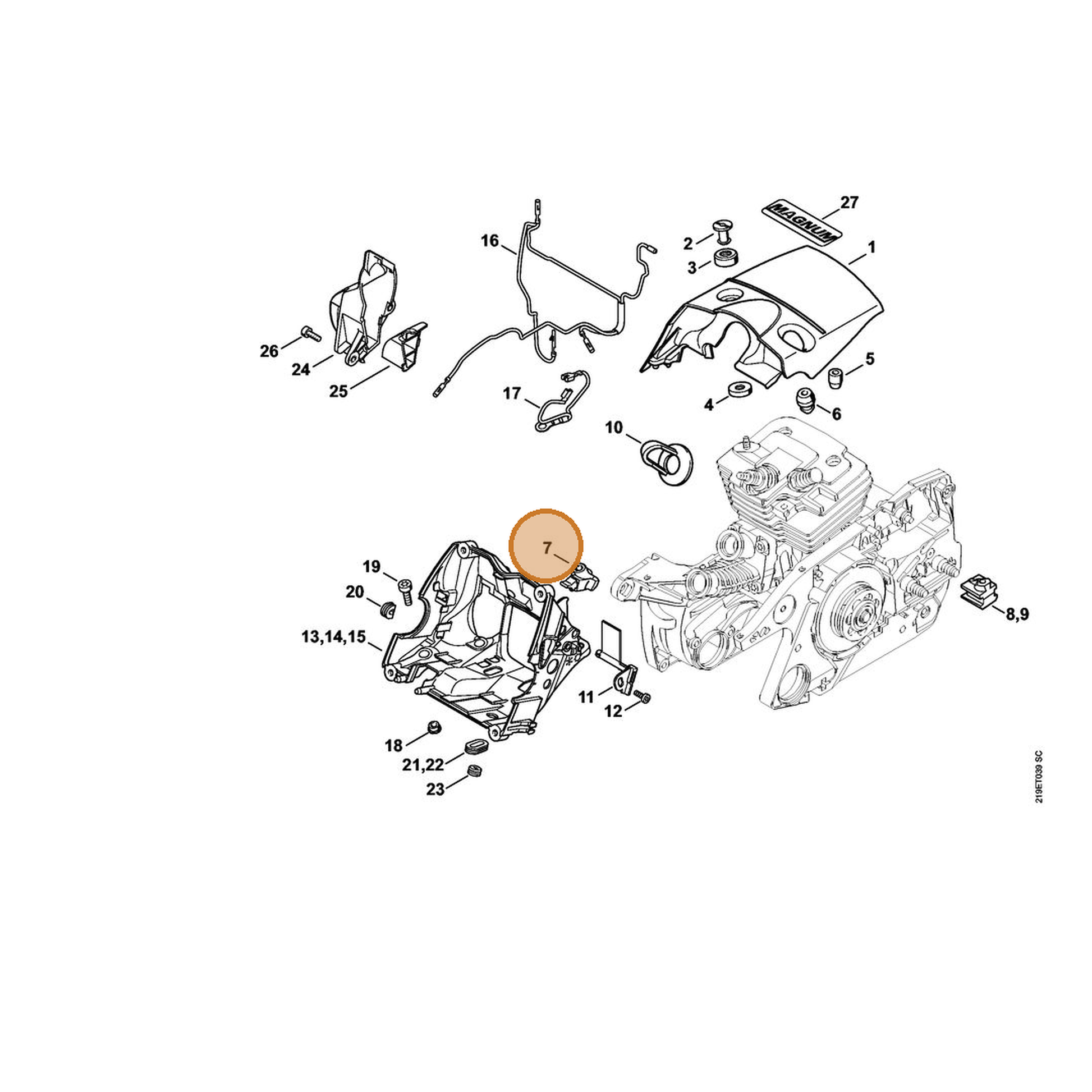 STIHL part 1138-028-1000 — IPL diagram snippet (6x zoom, amber highlight)