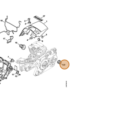 STIHL part 1138-028-1002 — IPL diagram snippet (6x zoom, amber highlight)