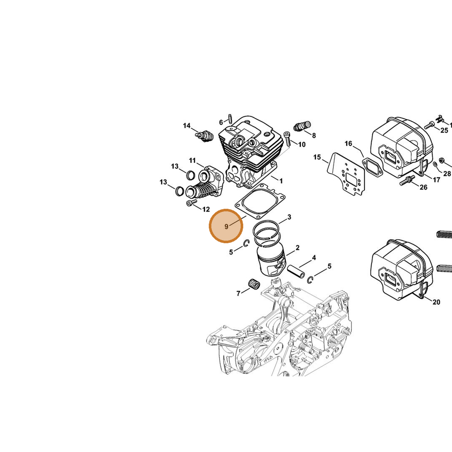 STIHL part 1138-029-2300 — IPL diagram snippet (6x zoom, amber highlight)