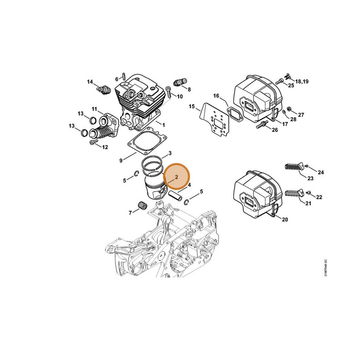 STIHL part 1138-030-2003 — IPL diagram snippet (6x zoom, amber highlight)