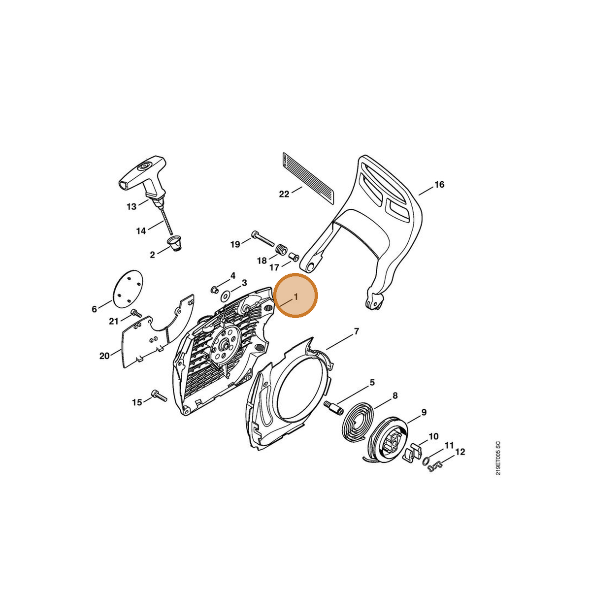 STIHL part 1138-080-1800 — IPL diagram snippet (6x zoom, amber highlight)