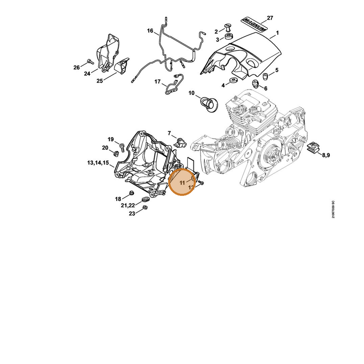 STIHL part 1138-084-4101 — IPL diagram snippet (6x zoom, amber highlight)