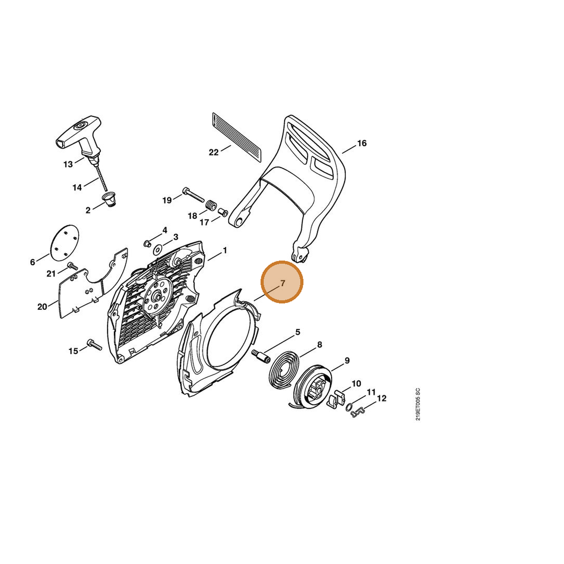 STIHL part 1138-084-7800 — IPL diagram snippet (6x zoom, amber highlight)