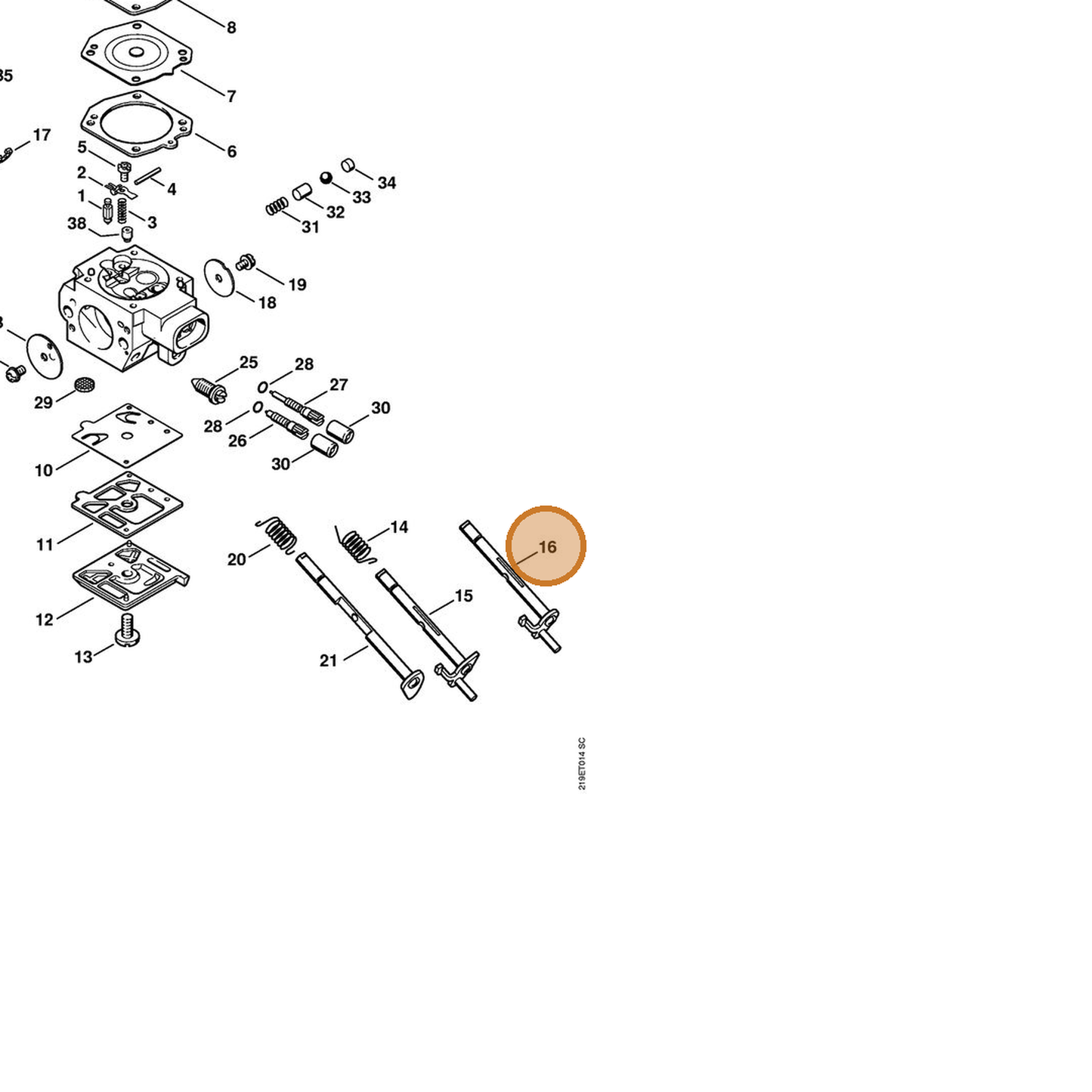 STIHL part 1138-120-7100 — IPL diagram snippet (6x zoom, amber highlight)