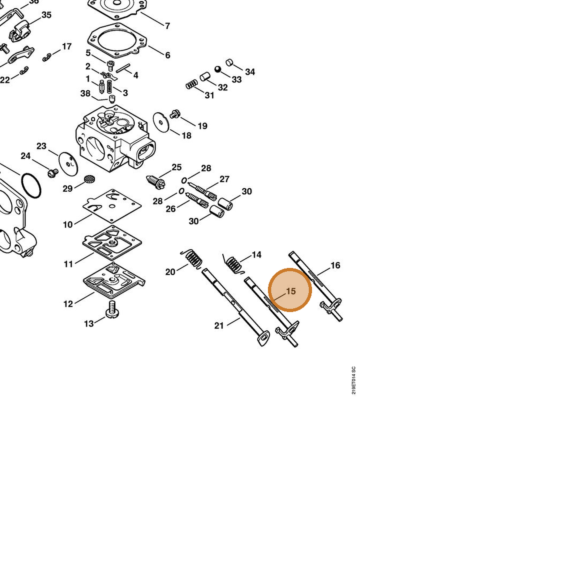 STIHL part 1138-120-7101 — IPL diagram snippet (6x zoom, amber highlight)