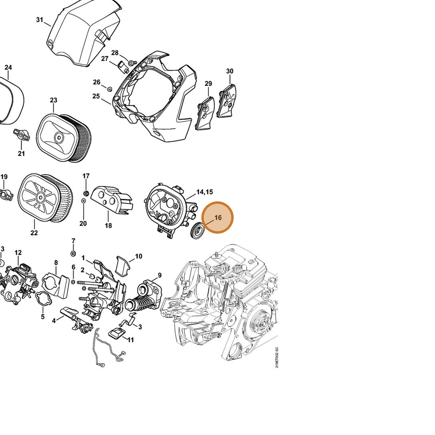 STIHL part 1138-120-8200 — IPL diagram snippet (6x zoom, amber highlight)