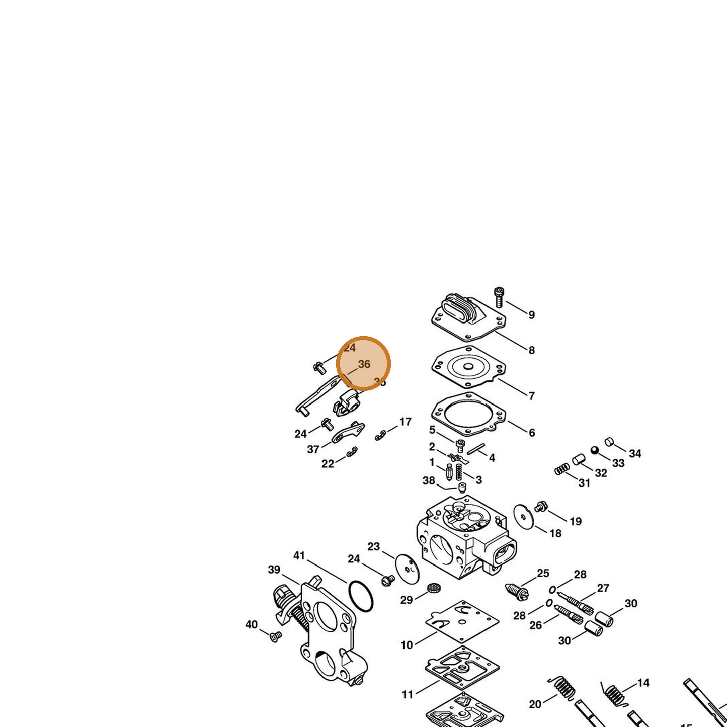 STIHL part 1138-120-8300 — IPL diagram snippet (6x zoom, amber highlight)