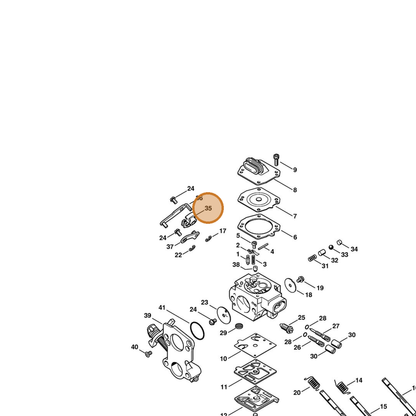 STIHL part 1138-121-0000 — IPL diagram snippet (6x zoom, amber highlight)