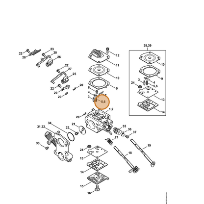 STIHL part 1138-122-3001 — IPL diagram snippet (6x zoom, amber highlight)