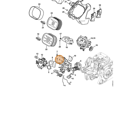 STIHL part 1138-122-3100 — IPL diagram snippet (6x zoom, amber highlight)