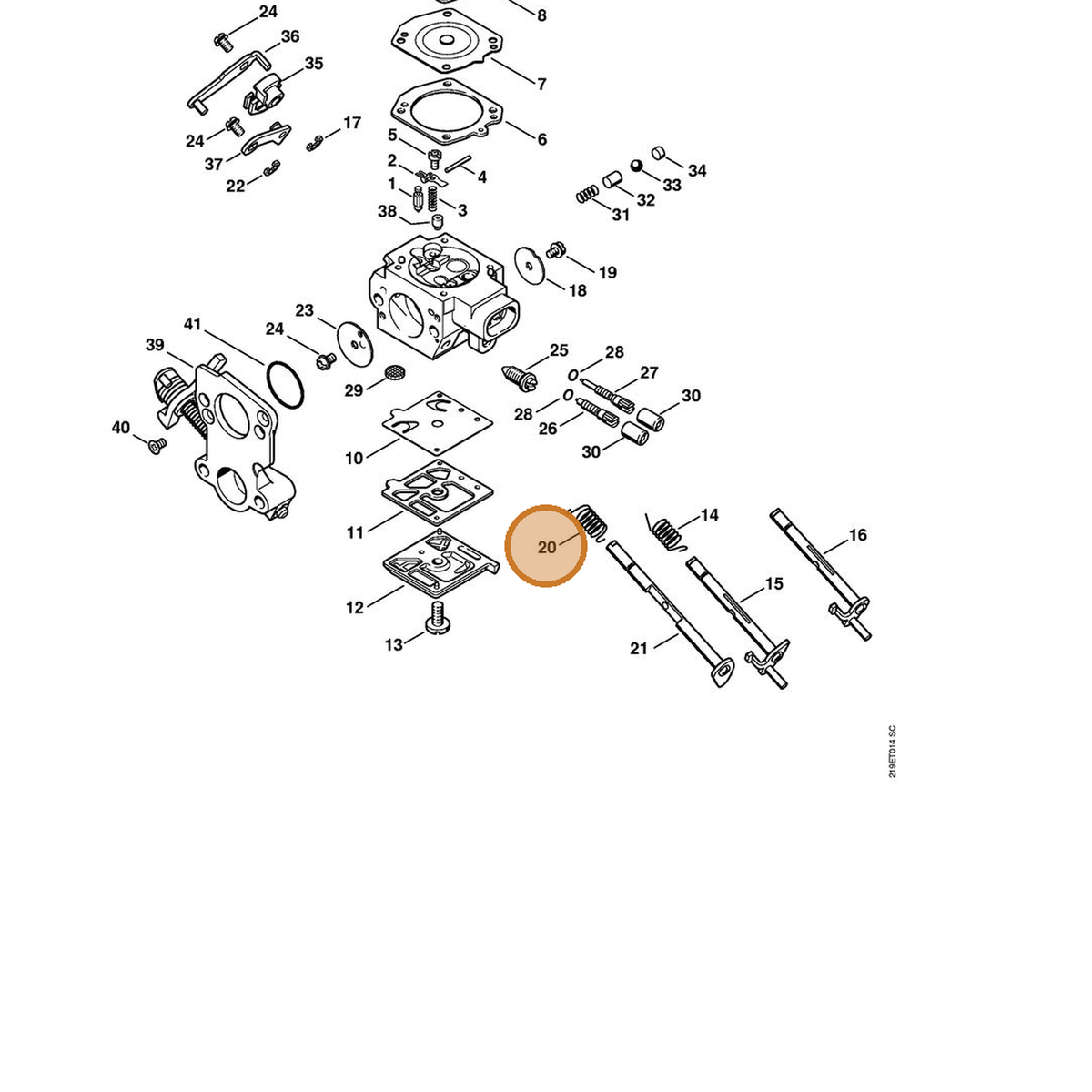 STIHL part 1138-122-3200 — IPL diagram snippet (6x zoom, amber highlight)