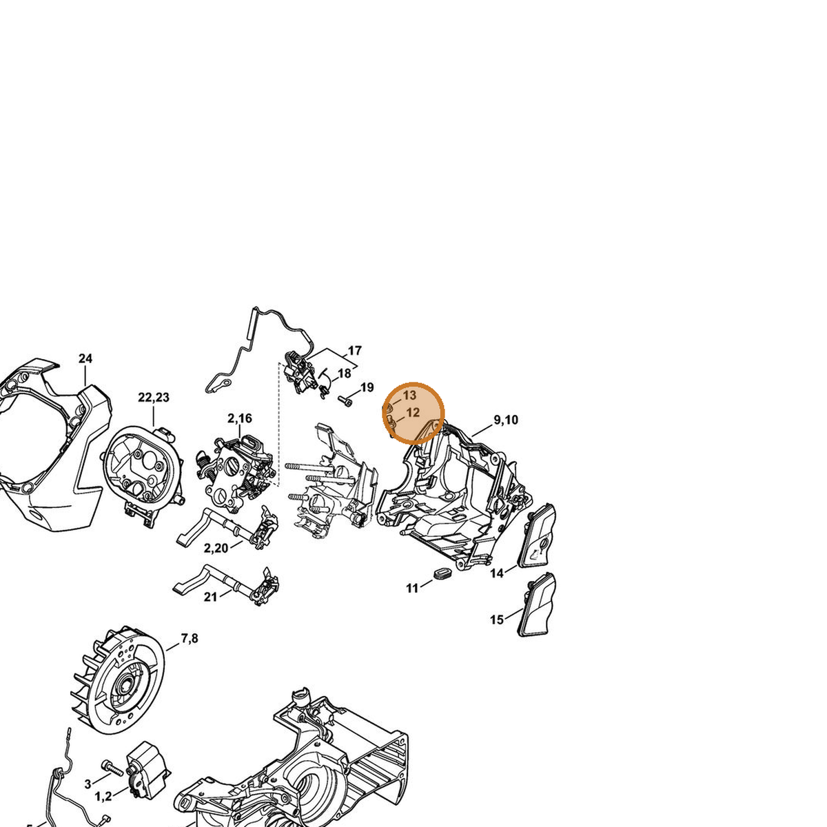 STIHL part 1138-122-6603 — IPL diagram snippet (6x zoom, amber highlight)