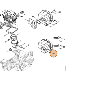 STIHL part 1138-140-0654 — IPL diagram snippet (6x zoom, amber highlight)