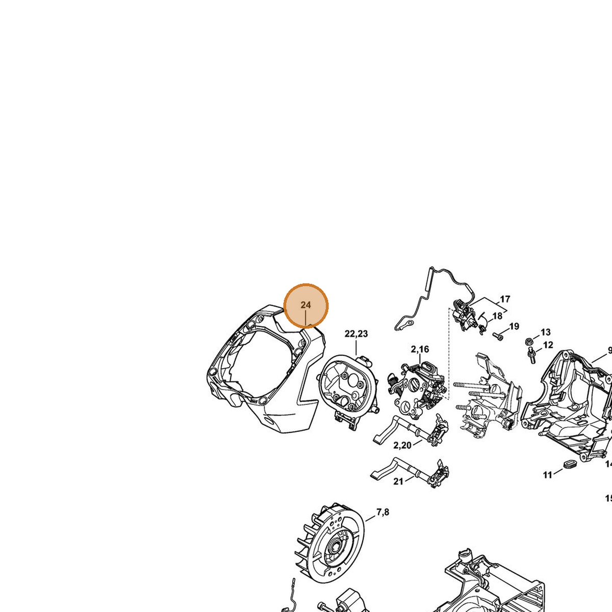 STIHL part 1138-140-1503 — IPL diagram snippet (6x zoom, amber highlight)