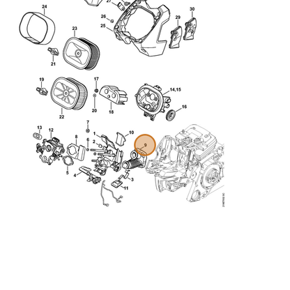 STIHL part 1138-140-2508 — IPL diagram snippet (6x zoom, amber highlight)