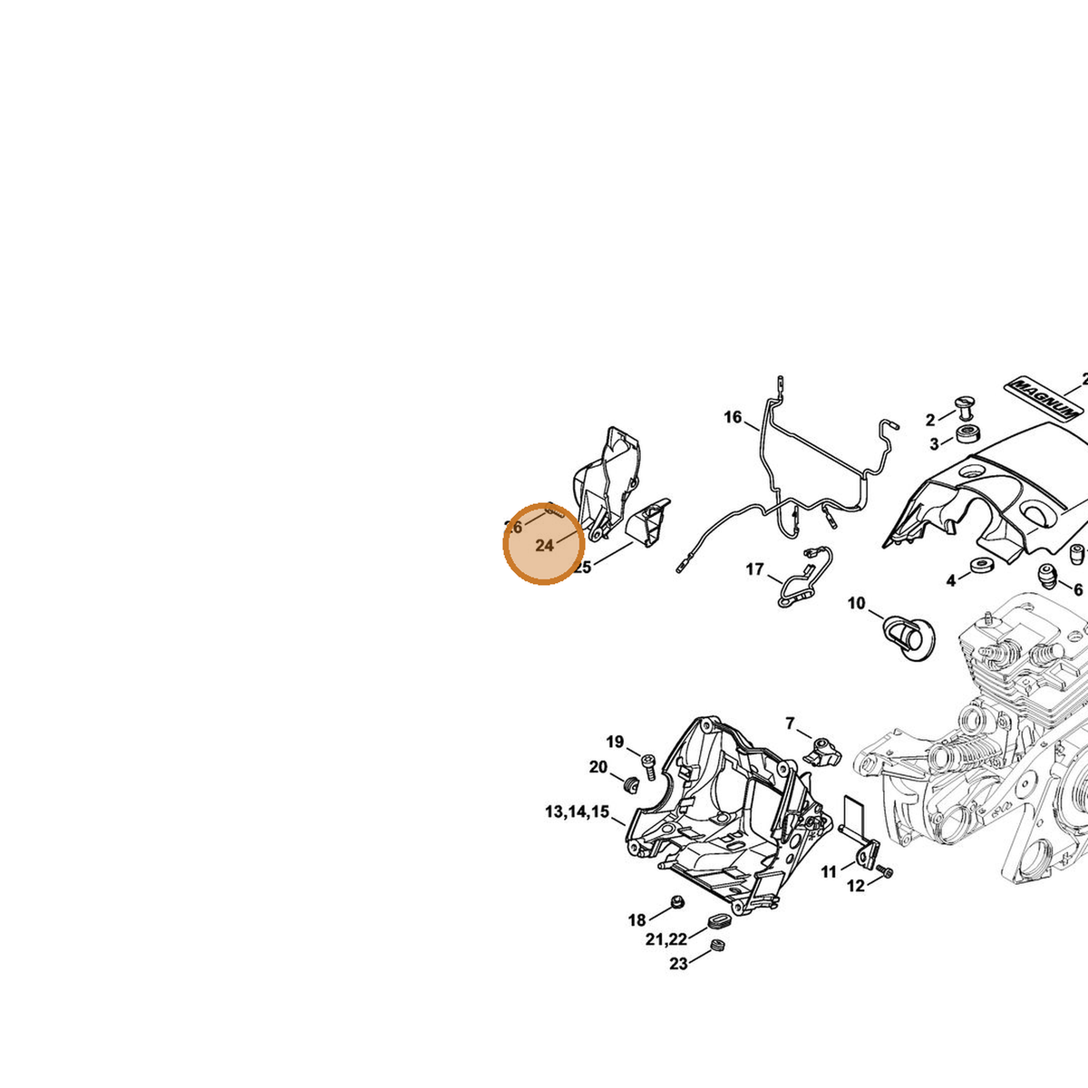 STIHL part 1138-140-7801 — IPL diagram snippet (6x zoom, amber highlight)