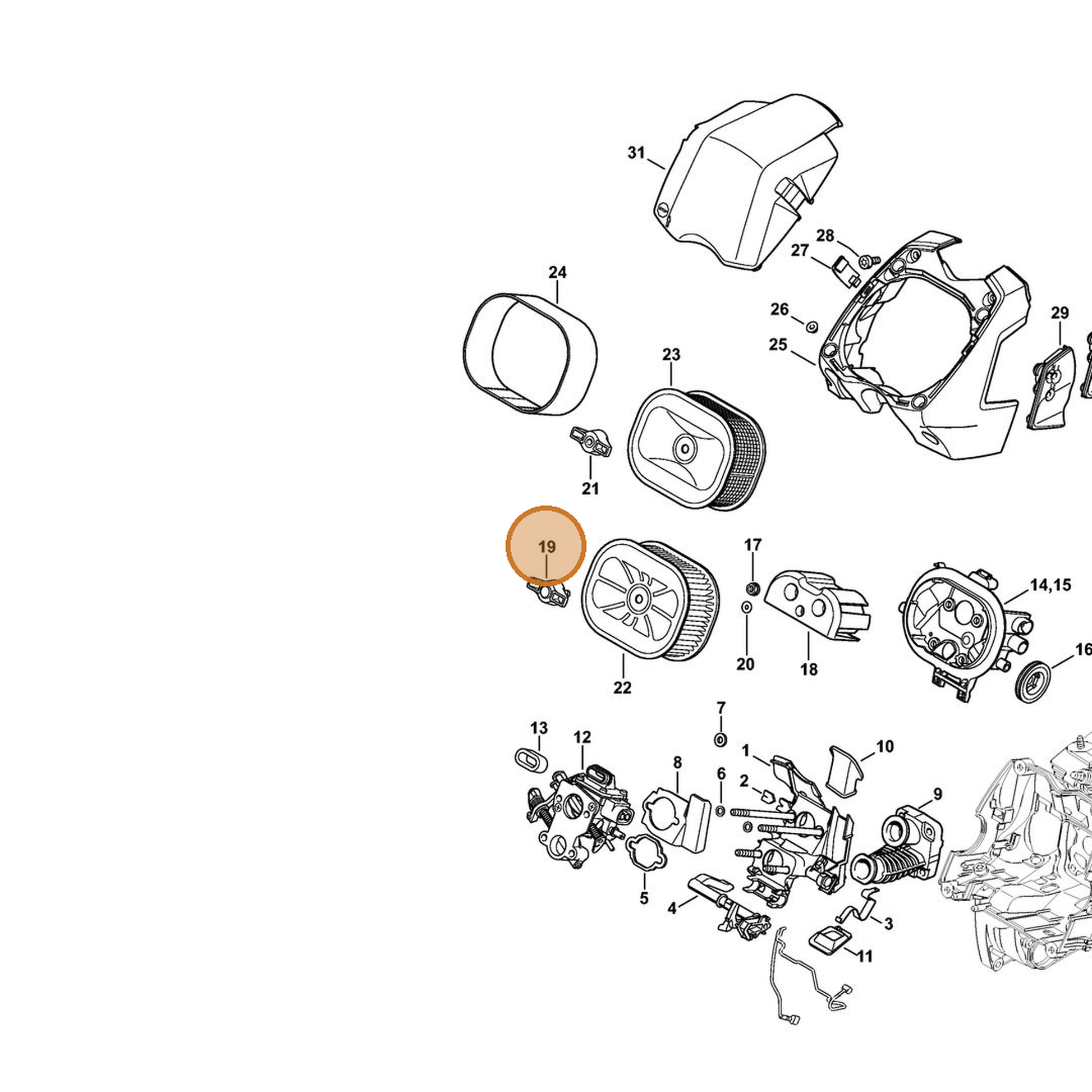 STIHL part 1138-140-9303 — IPL diagram snippet (6x zoom, amber highlight)