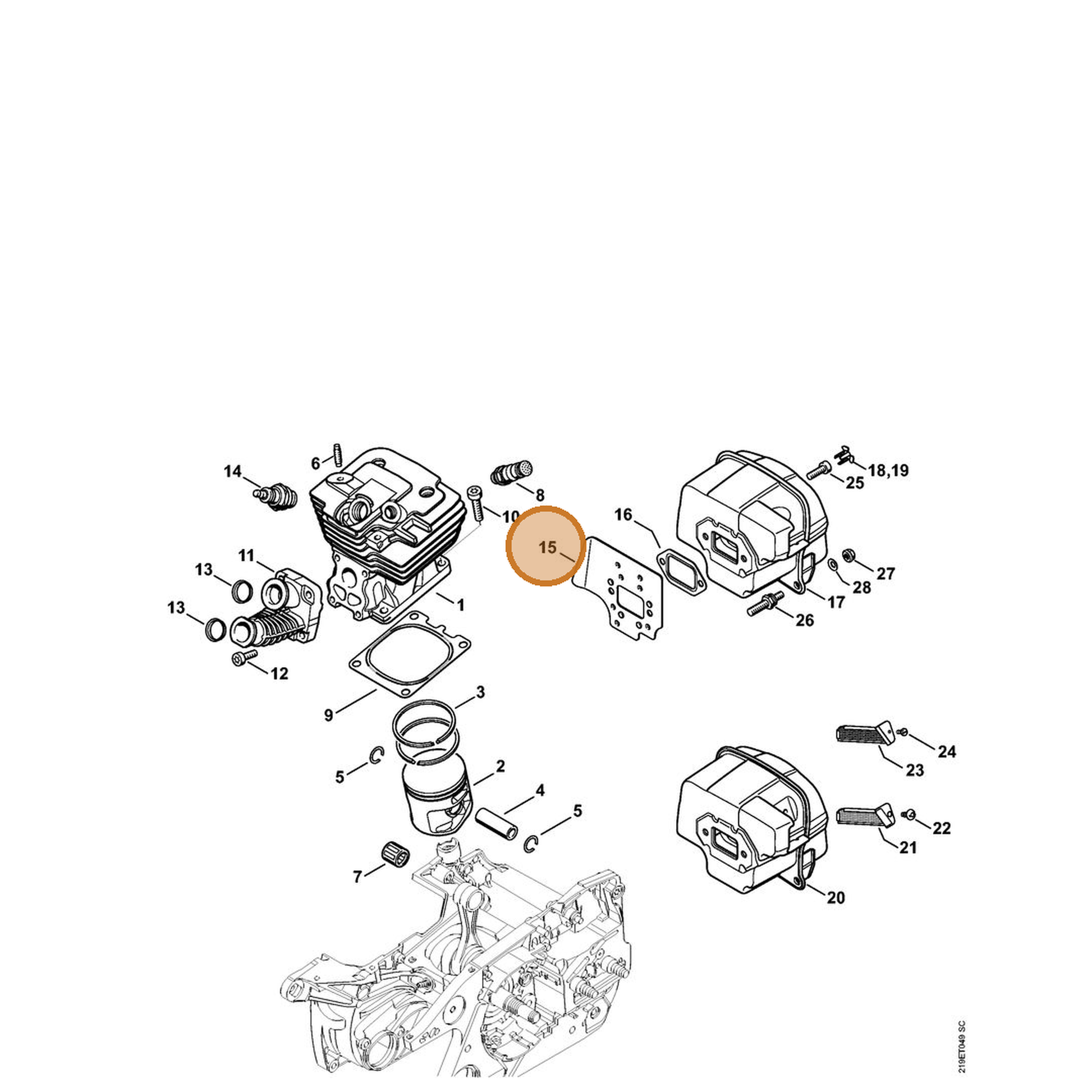 STIHL part 1138-141-3201 — IPL diagram snippet (6x zoom, amber highlight)