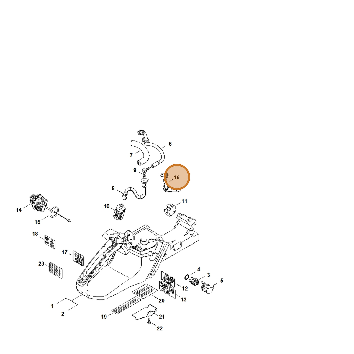 STIHL part 1138-141-8600 — IPL diagram snippet (6x zoom, amber highlight)