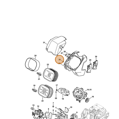 STIHL part 1138-141-9600 — IPL diagram snippet (6x zoom, amber highlight)
