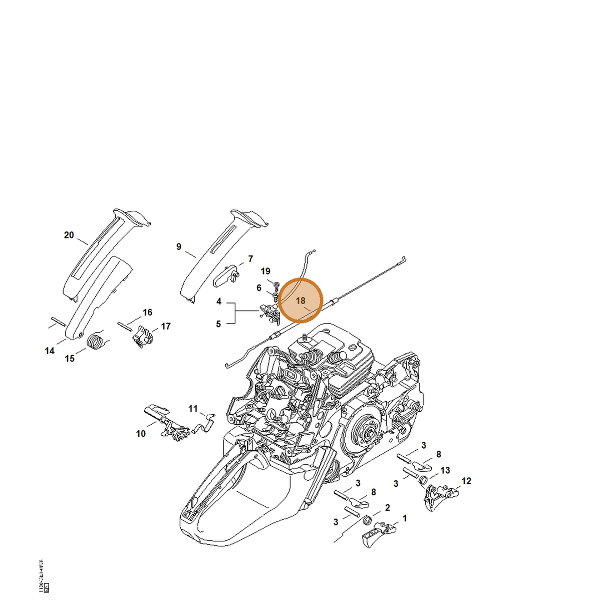 STIHL part 1138-160-2501 — IPL diagram snippet (6x zoom, amber highlight)