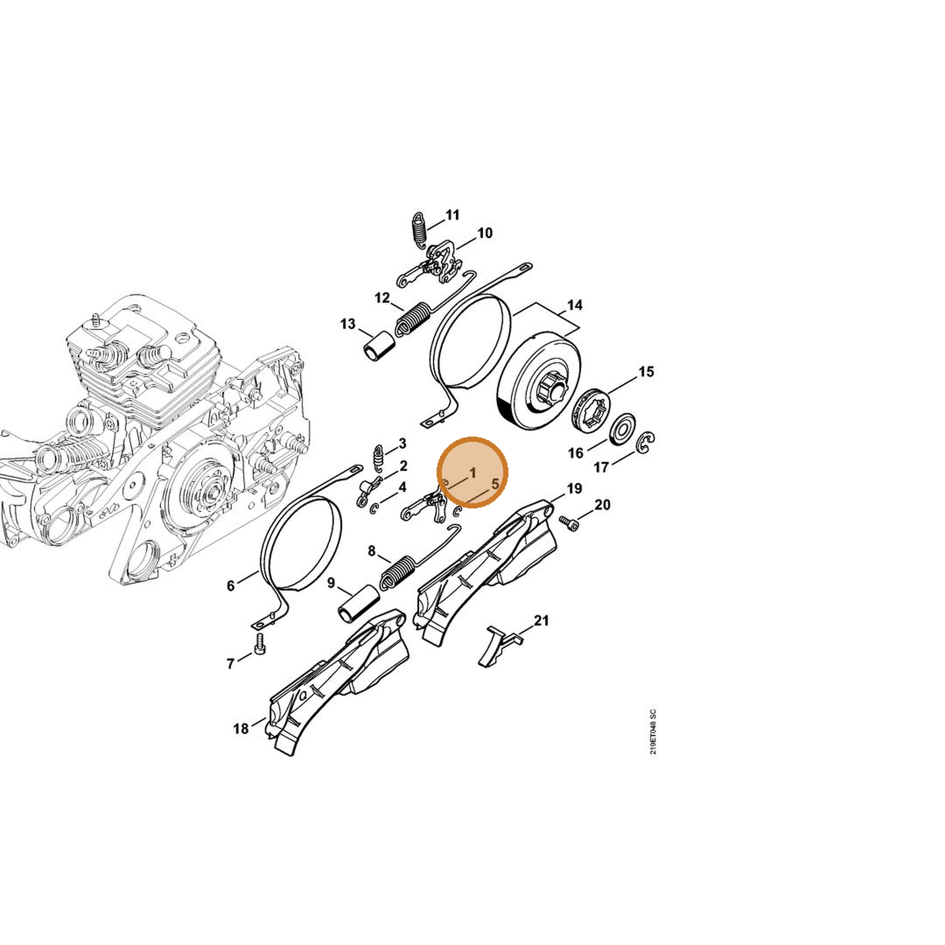 STIHL part 1138-160-5000 — IPL diagram snippet (6x zoom, amber highlight)