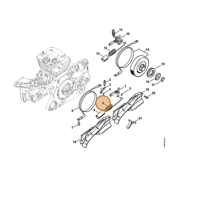 STIHL part 1138-160-5500 — IPL diagram snippet (6x zoom, amber highlight)