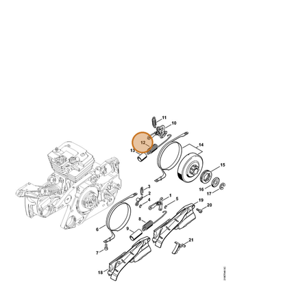 STIHL part 1138-160-5501 — IPL diagram snippet (6x zoom, amber highlight)