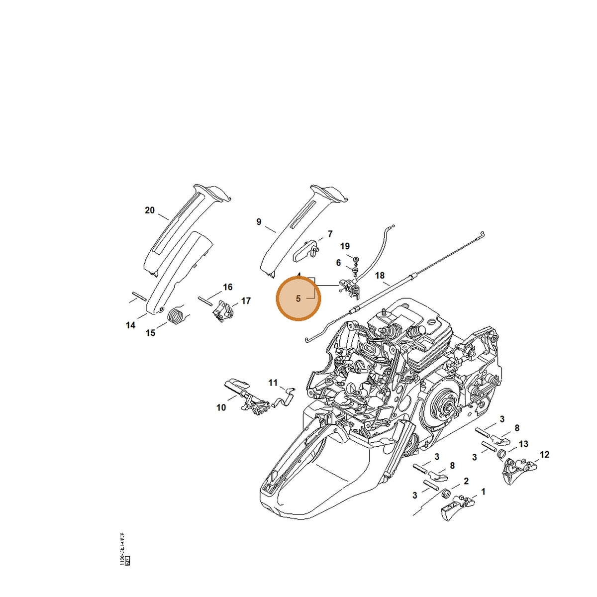 STIHL part 1138-180-1105 — IPL diagram snippet (6x zoom, amber highlight)
