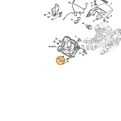STIHL part 1138-182-0702 — IPL diagram snippet (6x zoom, amber highlight)