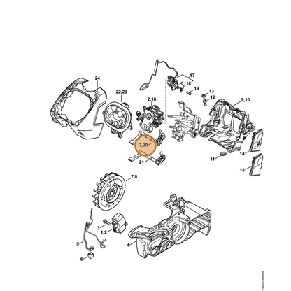 STIHL part 1138-182-0904 — IPL diagram snippet (6x zoom, amber highlight)