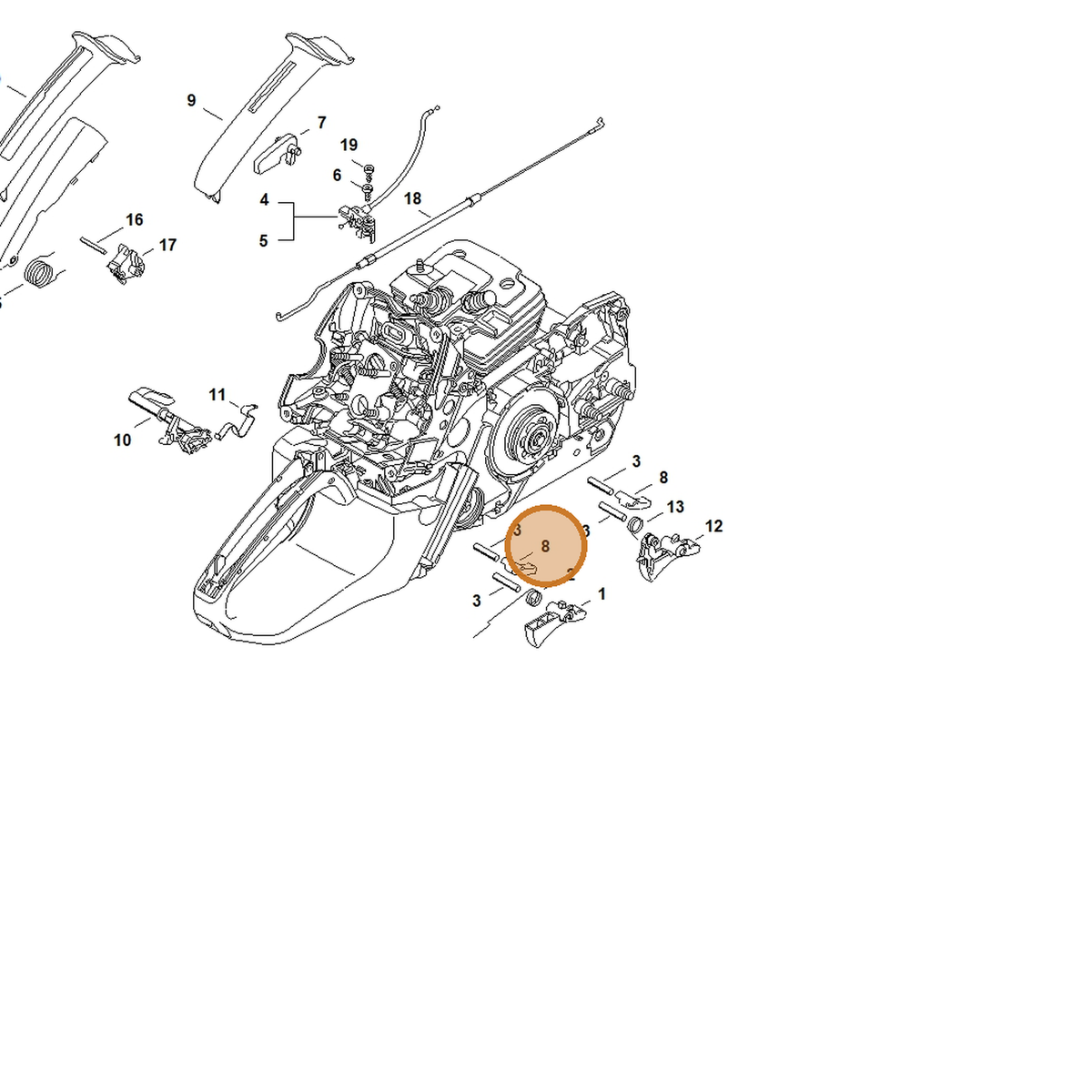 STIHL part 1138-182-2700 — IPL diagram snippet (6x zoom, amber highlight)