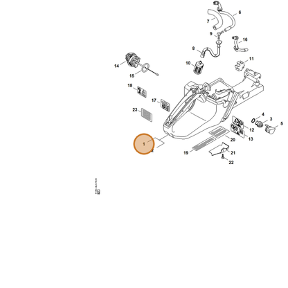 STIHL part 1138-350-0807 — IPL diagram snippet (6x zoom, amber highlight)