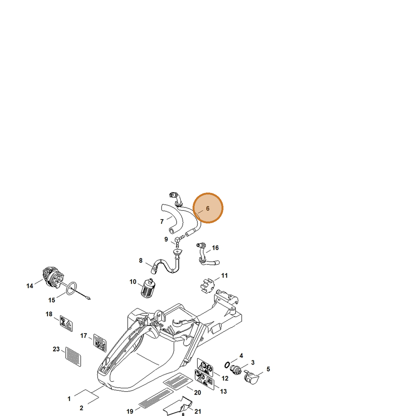 STIHL part 1138-350-2704 — IPL diagram snippet (6x zoom, amber highlight)