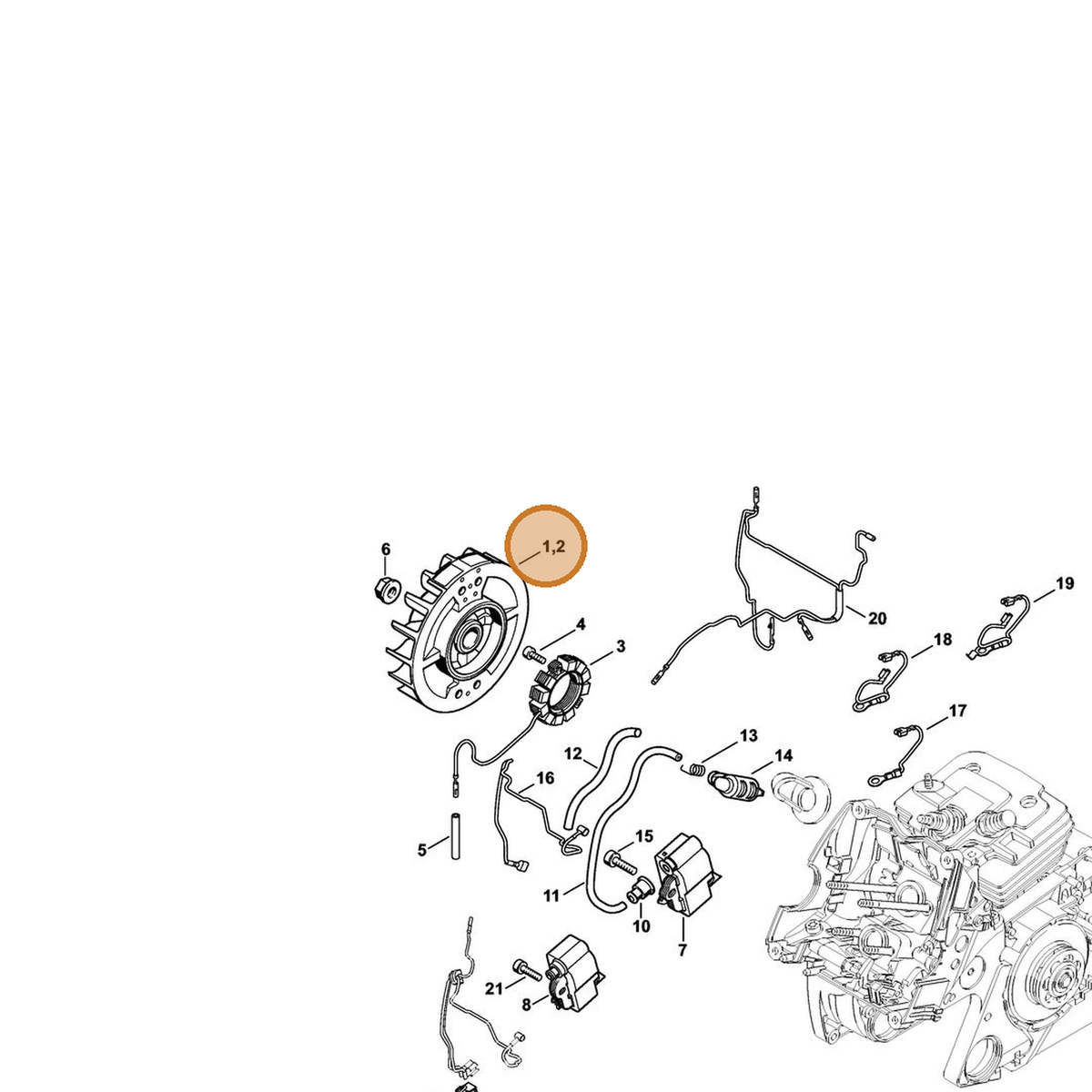 STIHL part 1138-400-1202 — IPL diagram snippet (6x zoom, amber highlight)