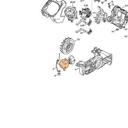 STIHL part 1138-400-4707 — IPL diagram snippet (6x zoom, amber highlight)