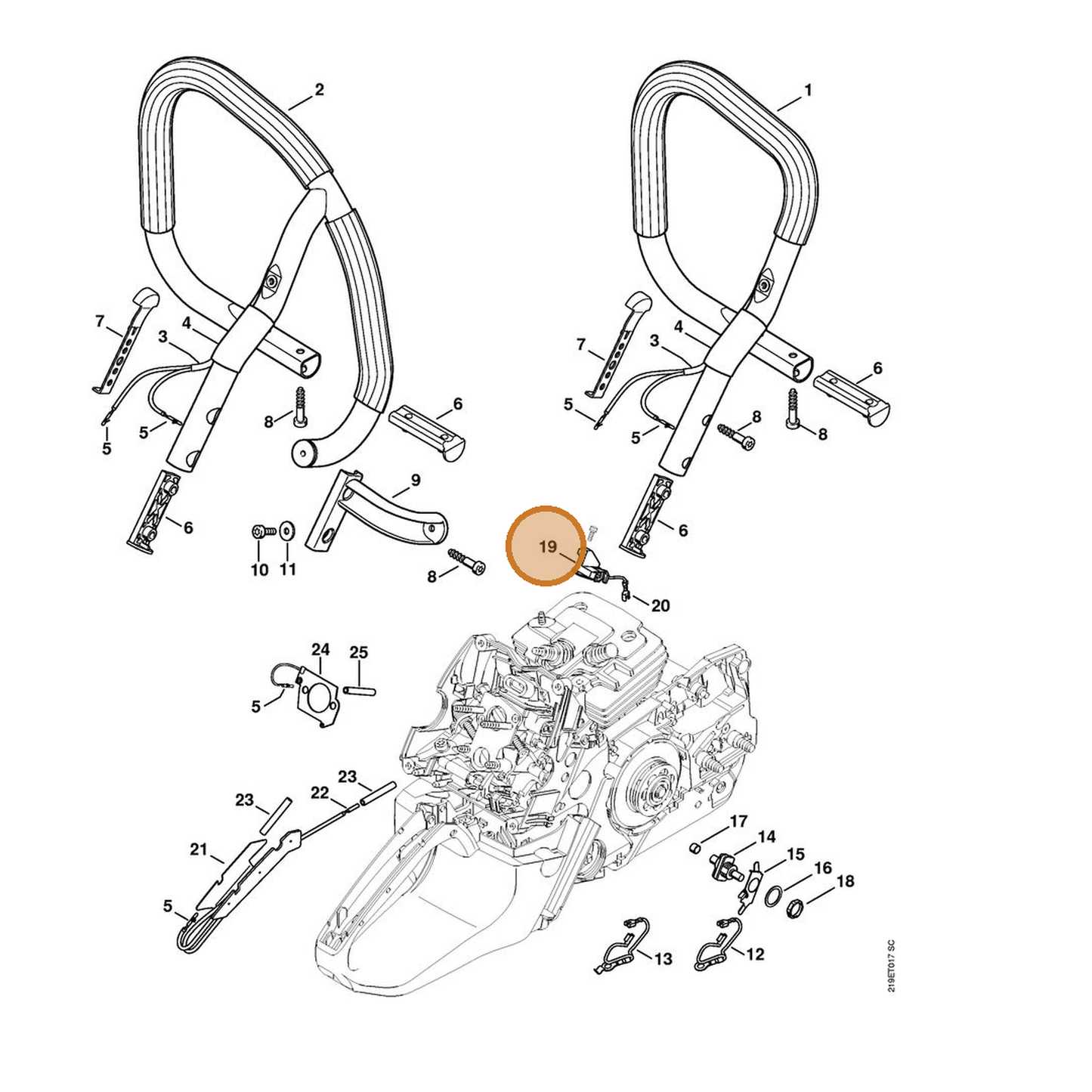 STIHL part 1138-430-0501 — IPL diagram snippet (6x zoom, amber highlight)