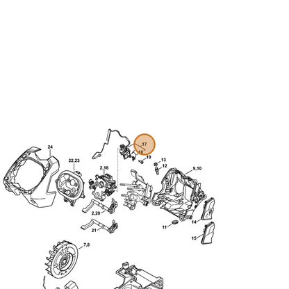 STIHL part 1138-430-1001 — IPL diagram snippet (6x zoom, amber highlight)