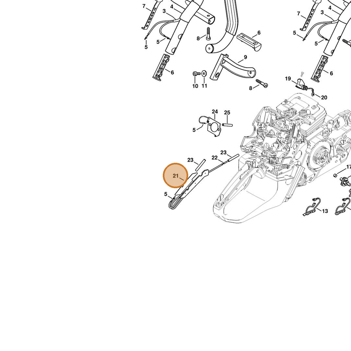 STIHL part 1138-430-6002 — IPL diagram snippet (6x zoom, amber highlight)