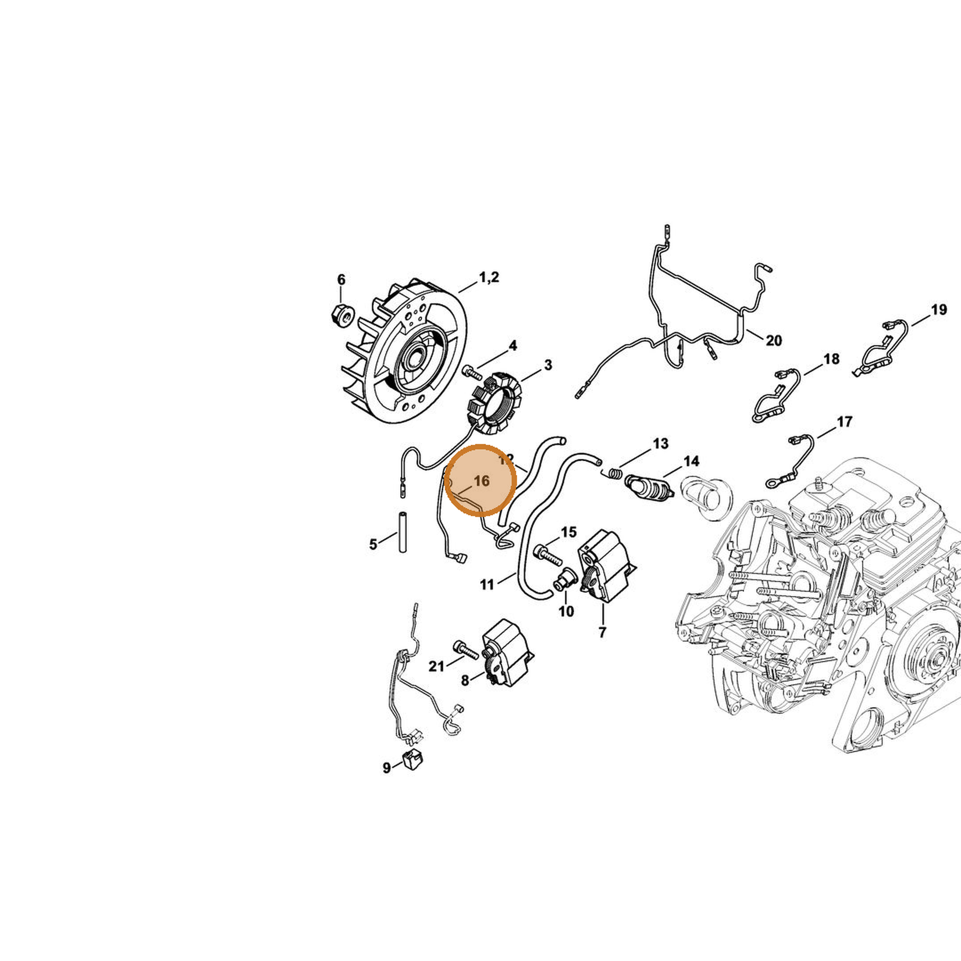STIHL part 1138-440-1100 — IPL diagram snippet (6x zoom, amber highlight)